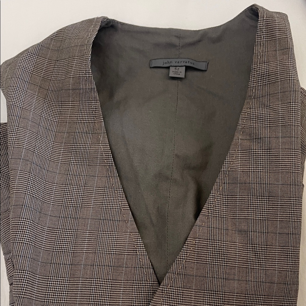 John Varvatos Men's Gray Plaid Vest